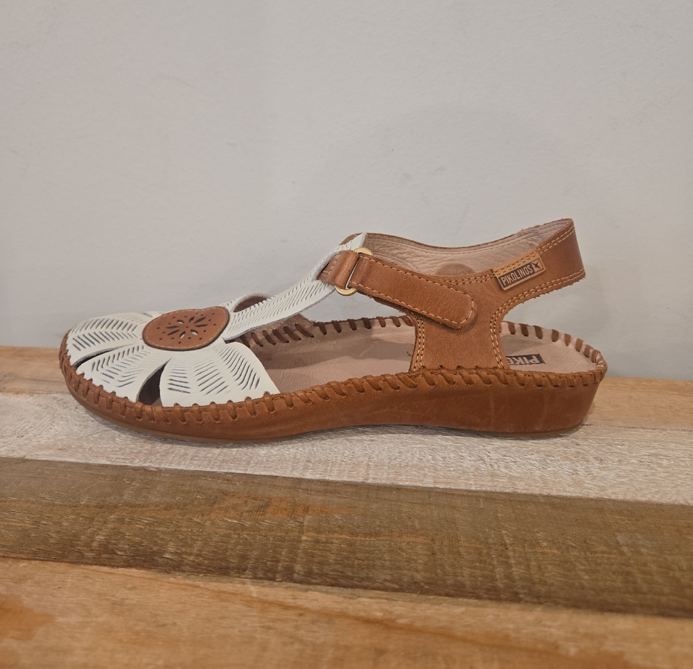 Pikolinos Puerto Vallarta T-Strap Sandals Leather Nata White Sz 38 US 7.5 - 8 - Picture 7 of 9